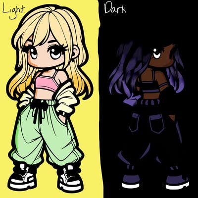 girl in crop top and baggy pants