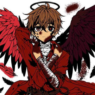 detailed anime fallen angel