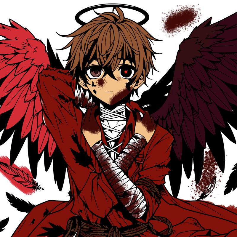 detailed anime fallen angel