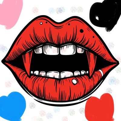 lips with vampire teeth