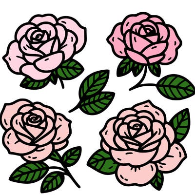 cute four pieces roses