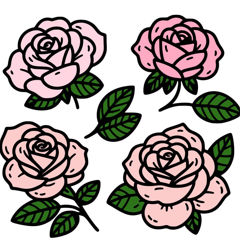 cute four pieces roses