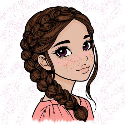 realistic girl with braids