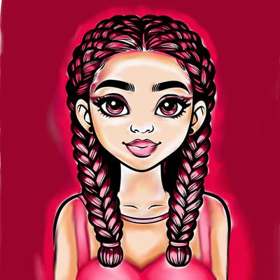 realistic girl with braids