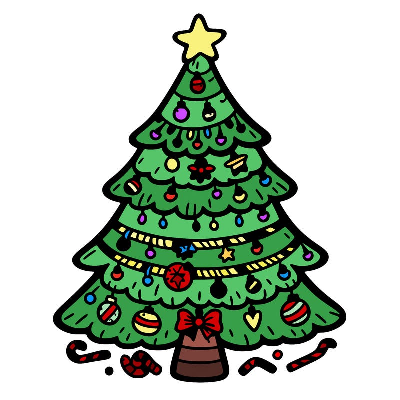 christmas tree with lots of details