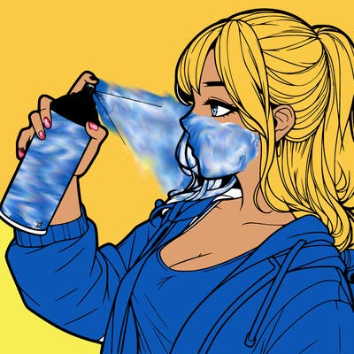 a realistic girl spray, painting