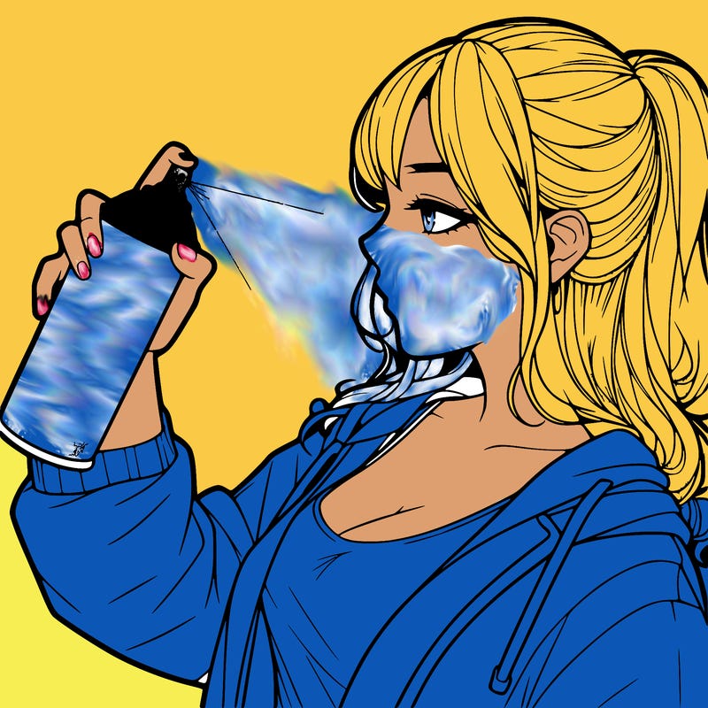 a realistic girl spray, painting