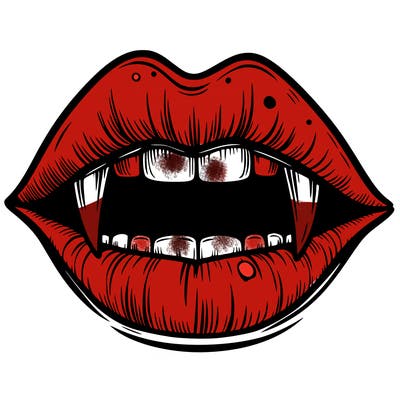lips with vampire teeth
