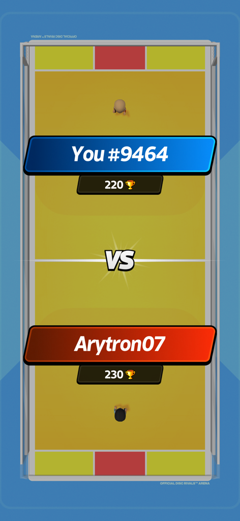 Disc Rivals - Matchmaking screen in Disc Rivals showing a competitive player versus player battle.