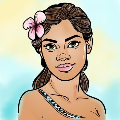 a realistic polynesian woman with a samoan pacific look and a taupou