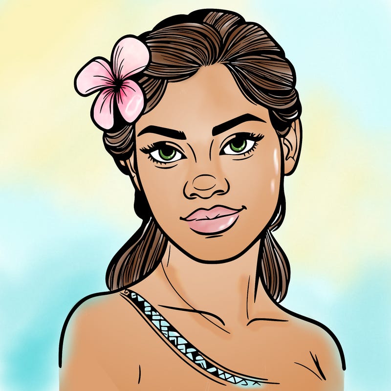 a realistic polynesian woman with a samoan pacific look and a taupou