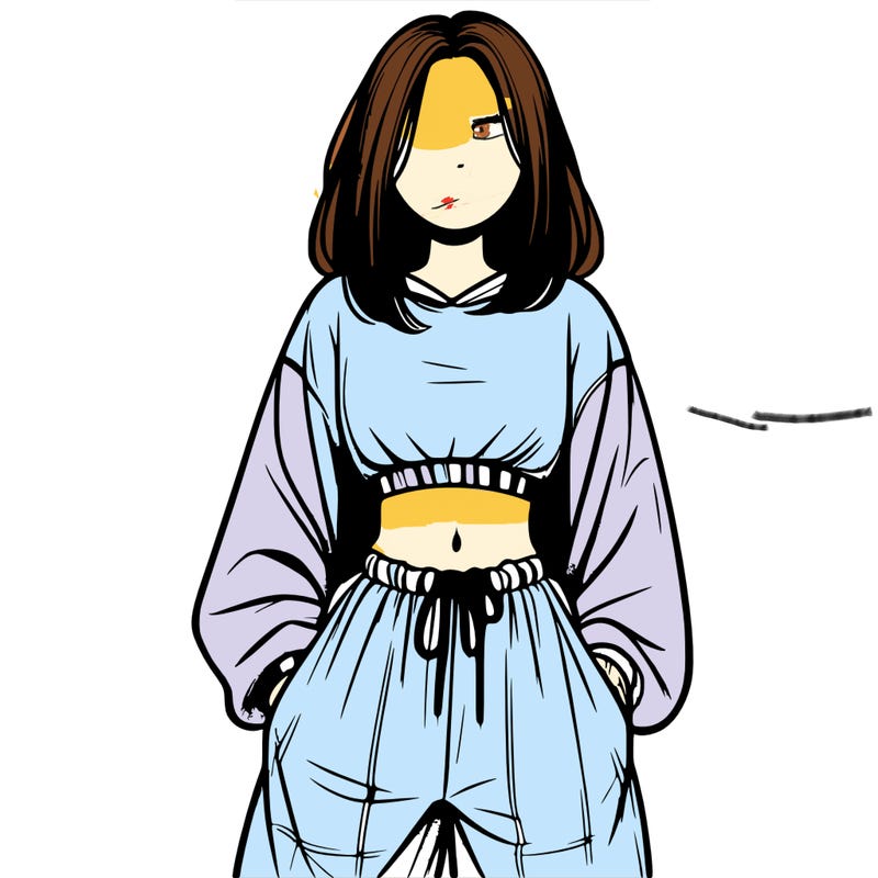 realistic girl faceless with baggy pants and a crop top