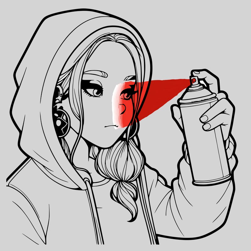 a realistic girl, spray painting