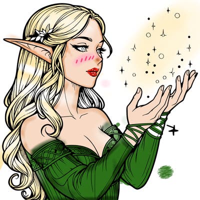 realistic elf girl doing magic