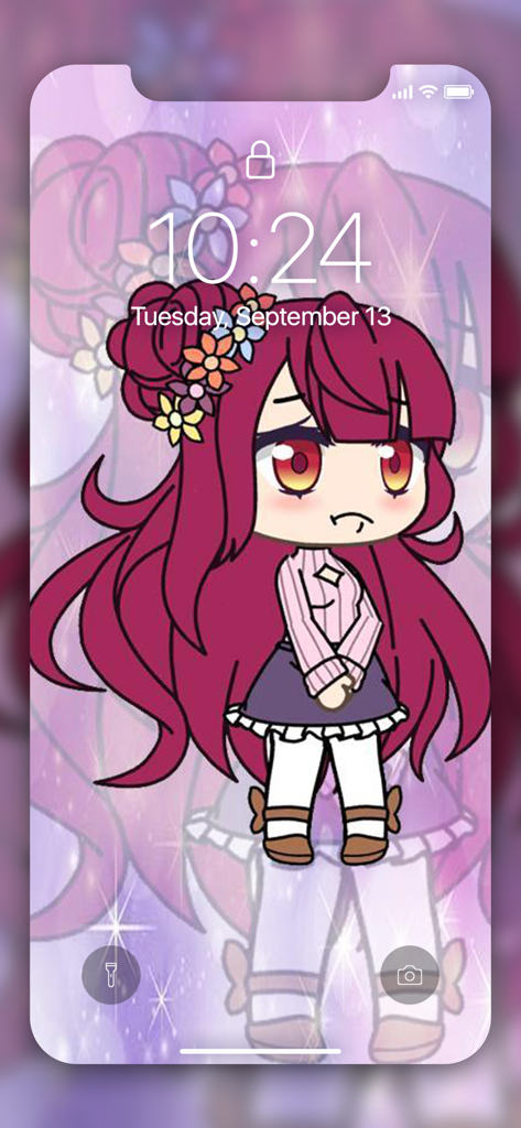 Gacha life Wallpaper 4K - iPhone lock screen with a cute Gacha Life anime character wallpaper