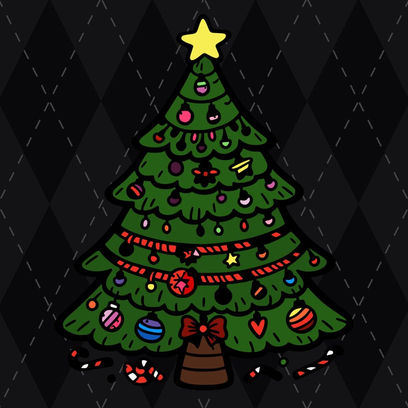 christmas tree with lots of details