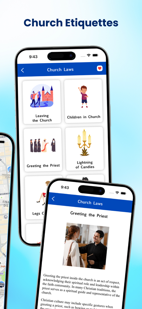 John Gill's Bible Commentary. - Mobile app screens from John Gill Bible Commentary showing church etiquette and laws sections