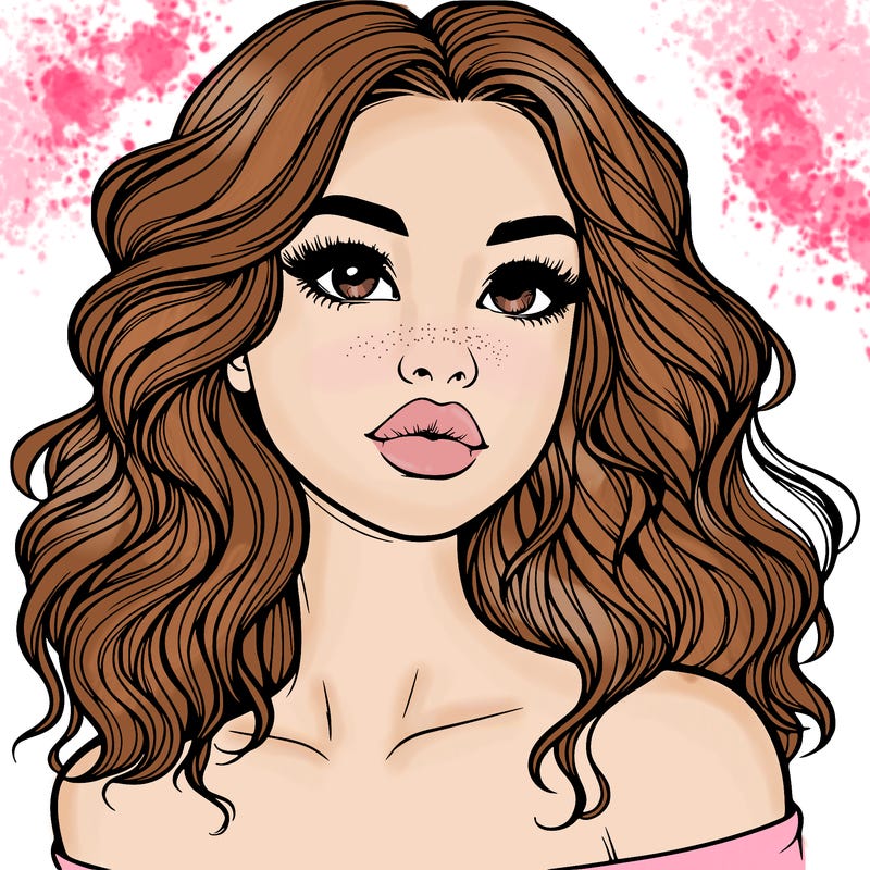 realistic girl with wavy hair and lips