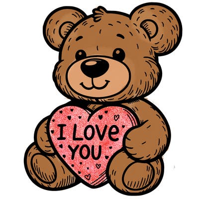 teddy bear holding an i love you heart