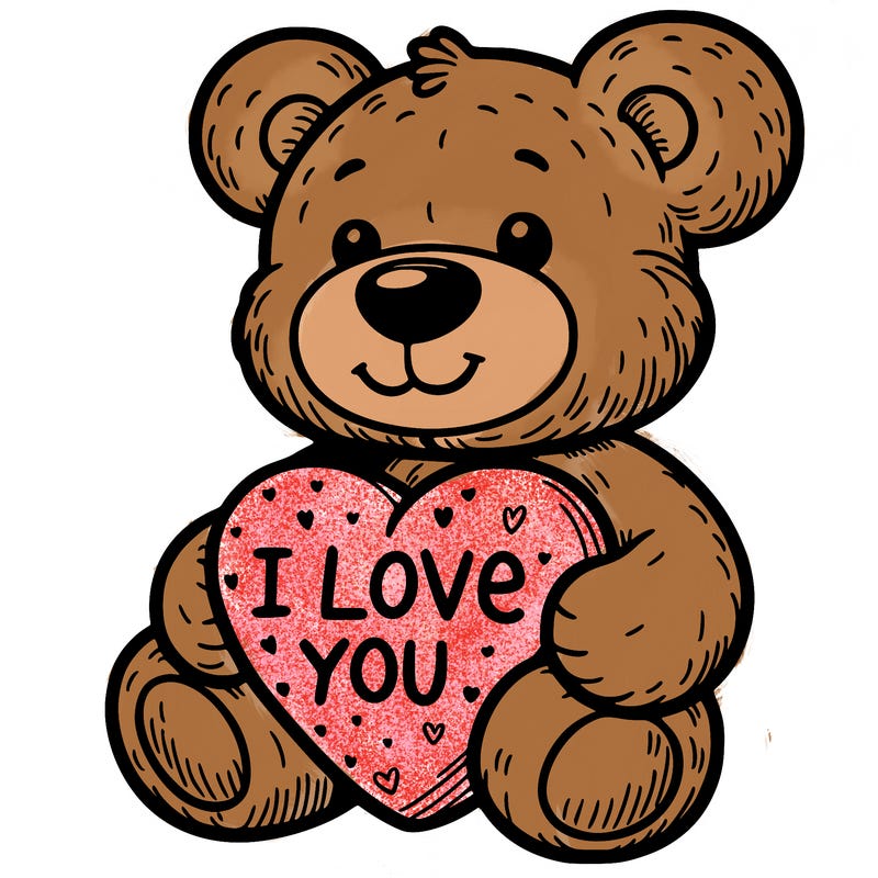 teddy bear holding an i love you heart