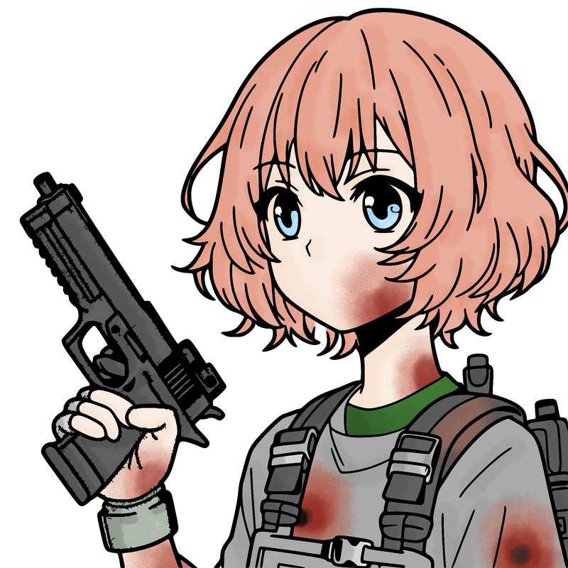 girl manga character with a gun