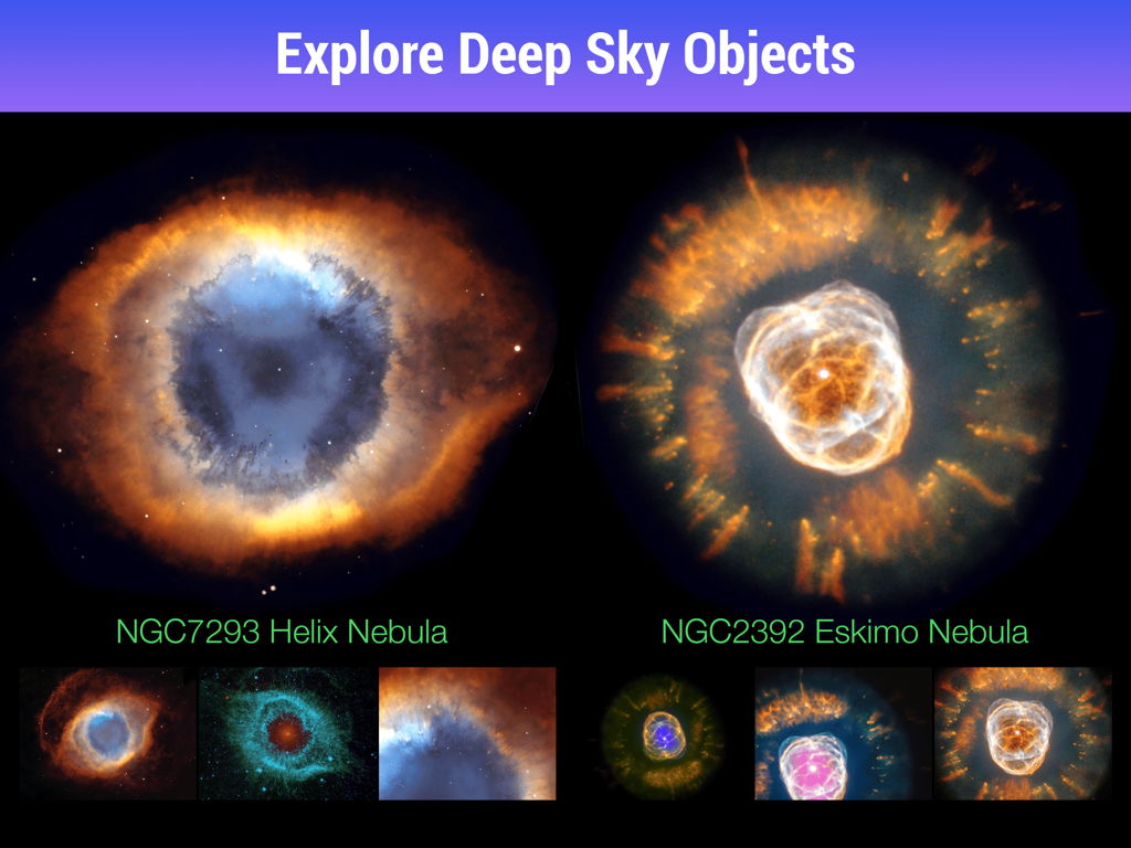Star Walk HD - Night Sky View - Immagini ad alta definizione della Nebulosa Elica e della Nebulosa Iscimo in Star Walk HD