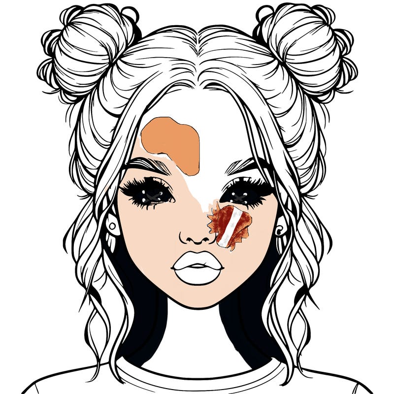 realistic girl with two buns in hair and lips