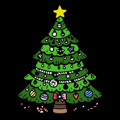 christmas tree with lots of details