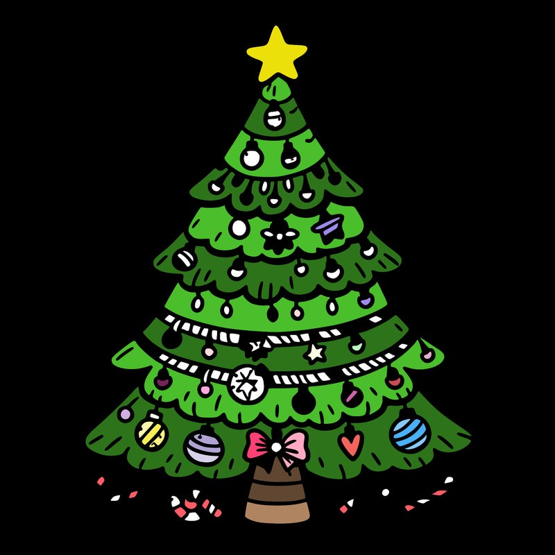 christmas tree with lots of details