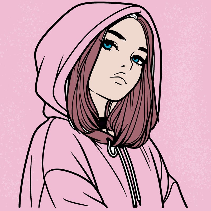 a realistic girl in a hoodie