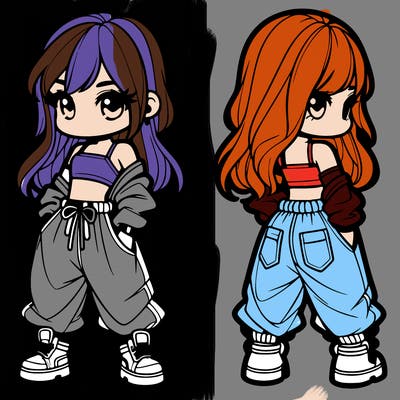 girl in crop top and baggy pants