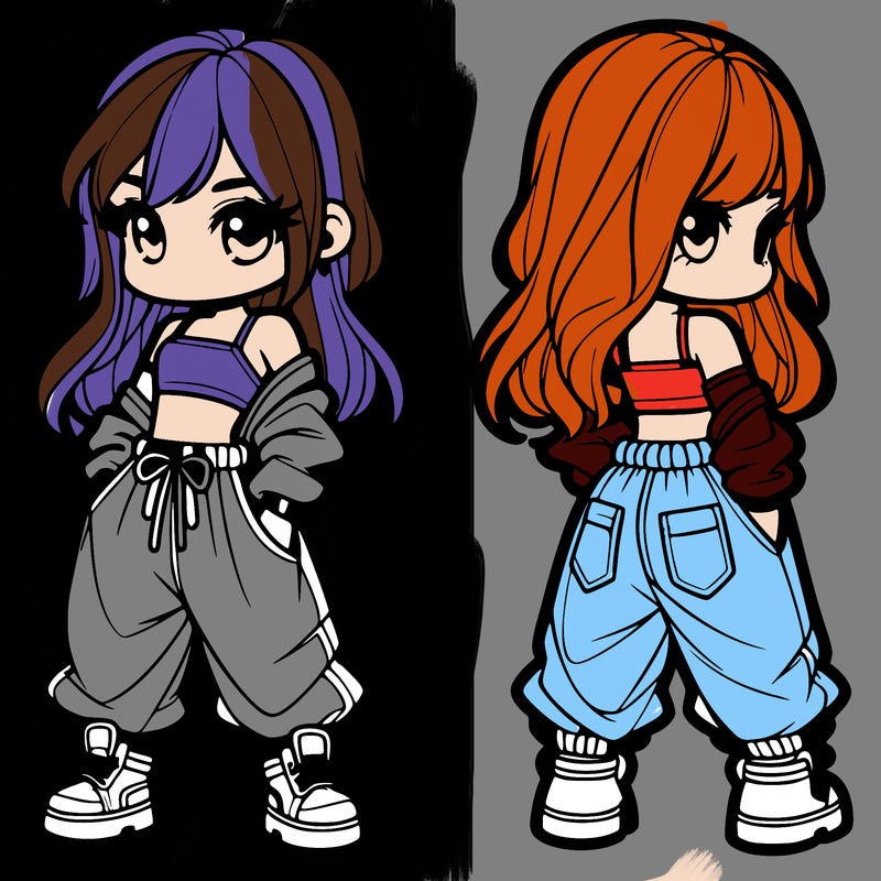 girl in crop top and baggy pants