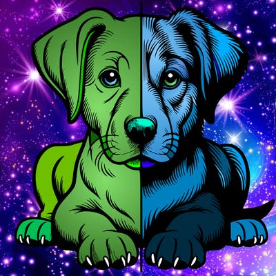 realistic dog split picture