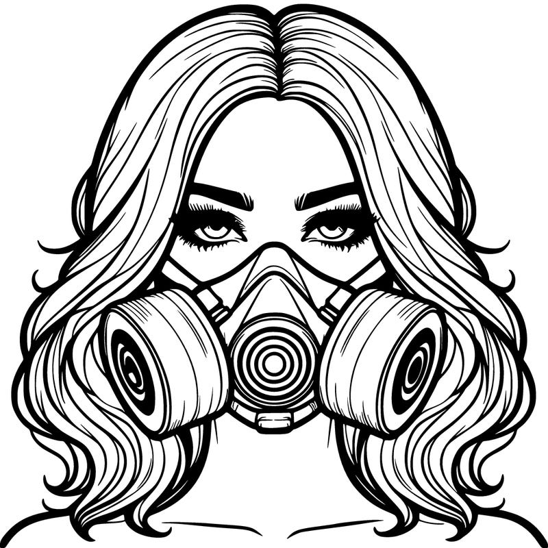 realistic hot girl with gas mask