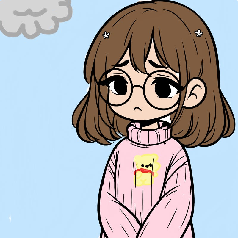 sad girl with glasses in a sweater