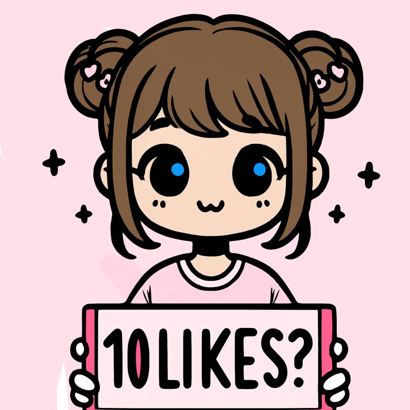 cute girl that is holding a sign that says 10 likes?