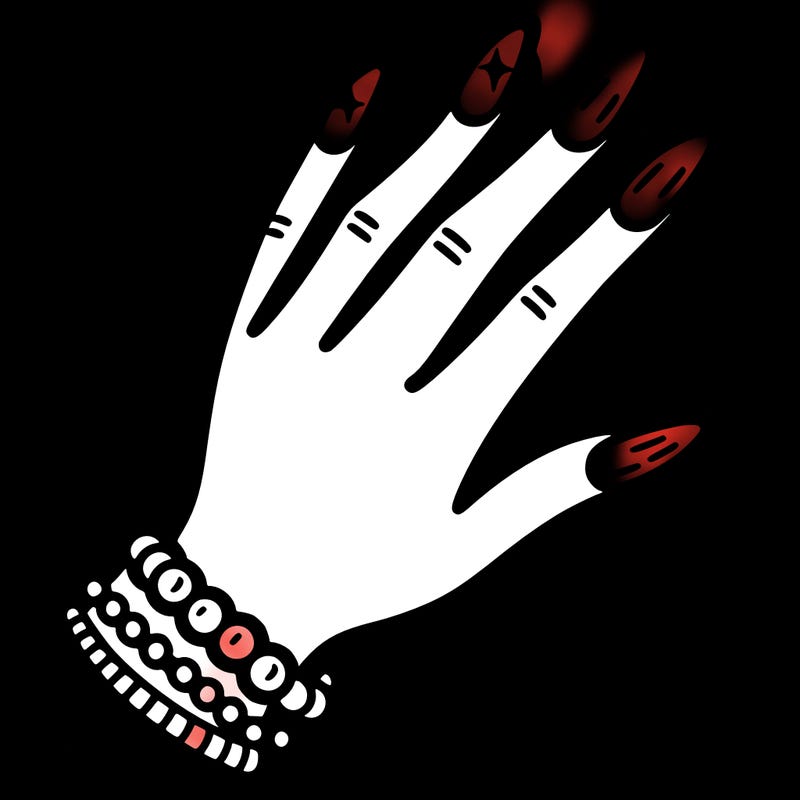 hand with nails and bracelets