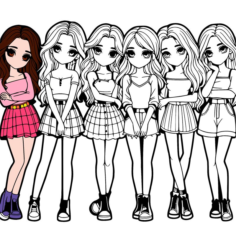 a group of girls realistic