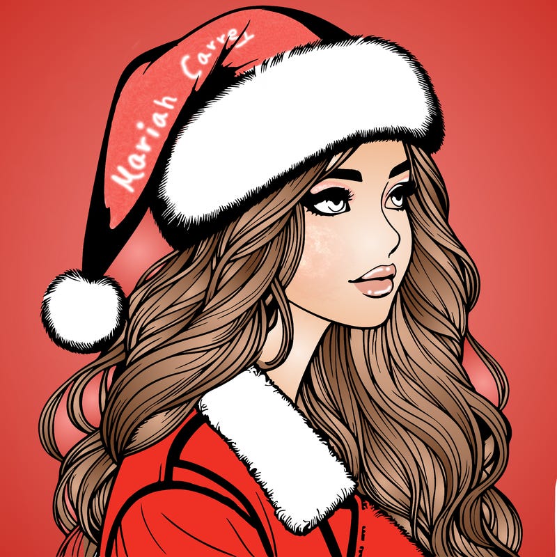 realistic girl in santa hat