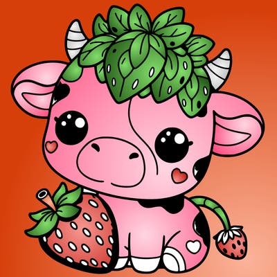 cute strawberry cow