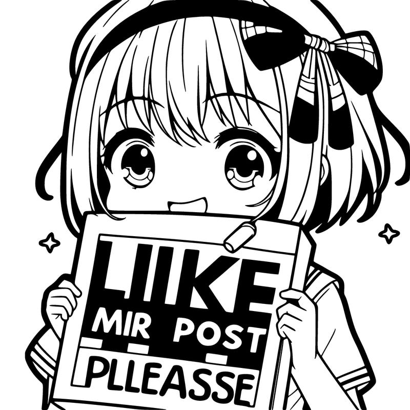 a manga girl who is holding a sign saying like this post please