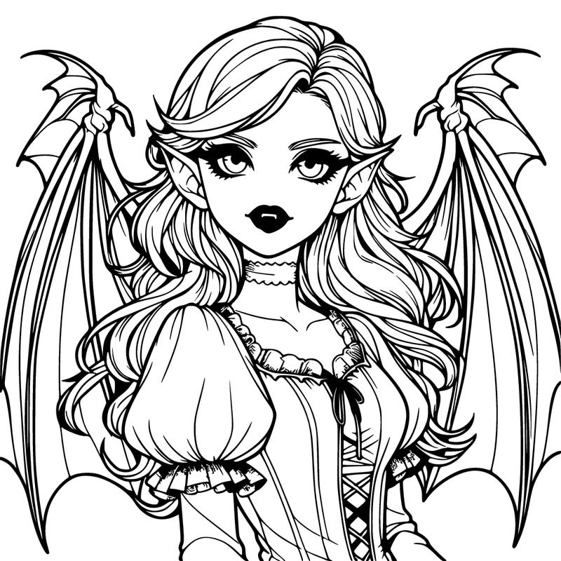realistic vampire girl with wings