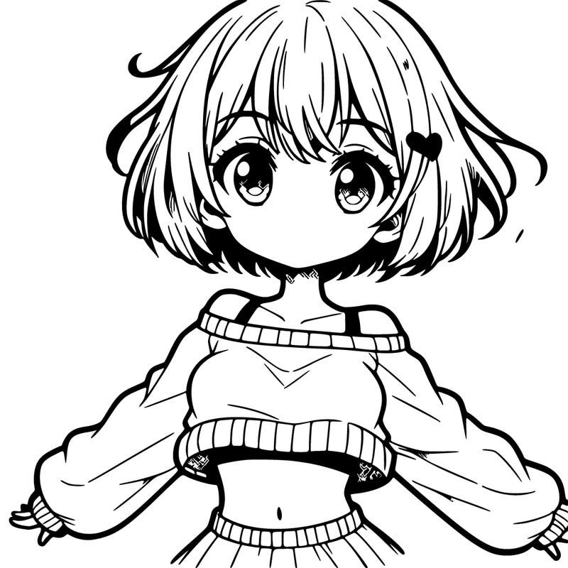 manga girl in a cute crop top