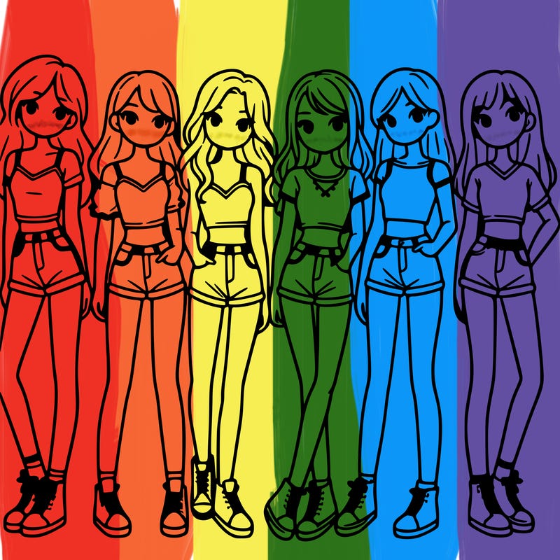 a group of girls wearing crop tops and shorts