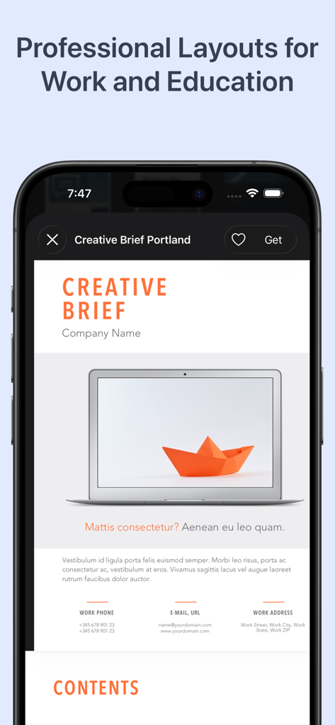 Toolbox for Microsoft Word - Professional creative brief document layout template in Toolbox for Microsoft Word