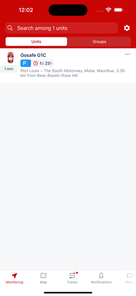 Naveo FleetGO App Überwachungs-Dashboard, das den Echtzeit-Status und den Standort der Fahrzeugeinheiten anzeigt