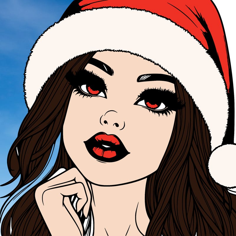 realistic christmas girl with lips