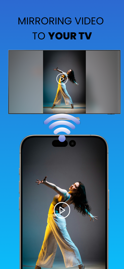 Mirroring di un video di danza da iPhone su un grande schermo televisivo