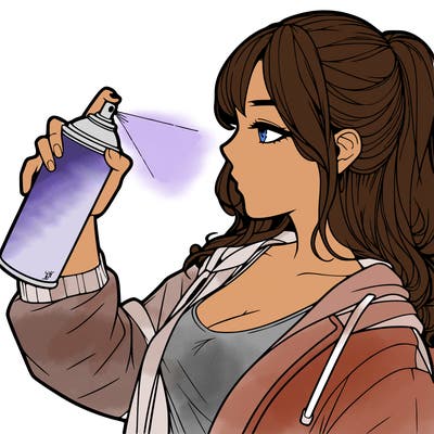 a realistic girl spray, painting
