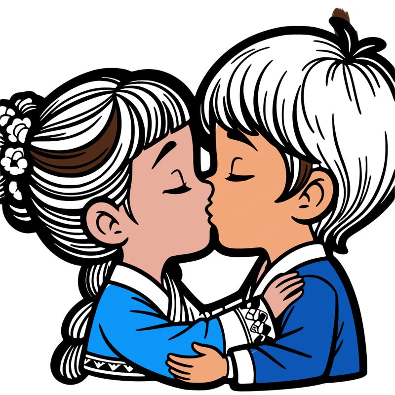 boy and girl kissing